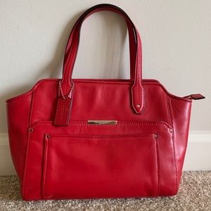 Red Leather Coach Bag w/ Removable Crossbody Strap